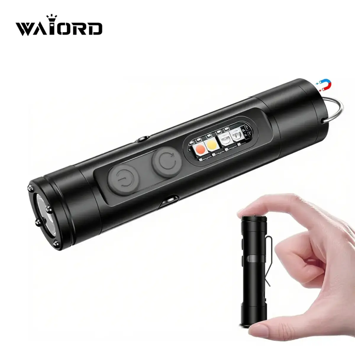 Multifunctional Flashlight - 500 Lumens Super Bright Portable Rechargeable Lighting, Lighter, Window Breaker, COB, Pocket Clip, Magnetic Base, Waterproof Keychain, Pocket Design for Outdoor Camping, Men’s Gift, Cells, Torch Lighting, Rechargeable Emergenc
