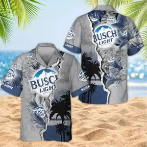 Tropical Torn Paper Buuusch Light Hawaiian Shirt, Beers Style Tropical Short Sleeve Shirt, Summer Aloha Button Down Shirt, Gift for Him or Her