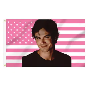 3x5 Ft Decorative Ian Somerhalder Flag Double Stitched with 2 Brass Grommets for Indoor Outdoor, Wall Hanging Tapestry College Dorm Room Decoration