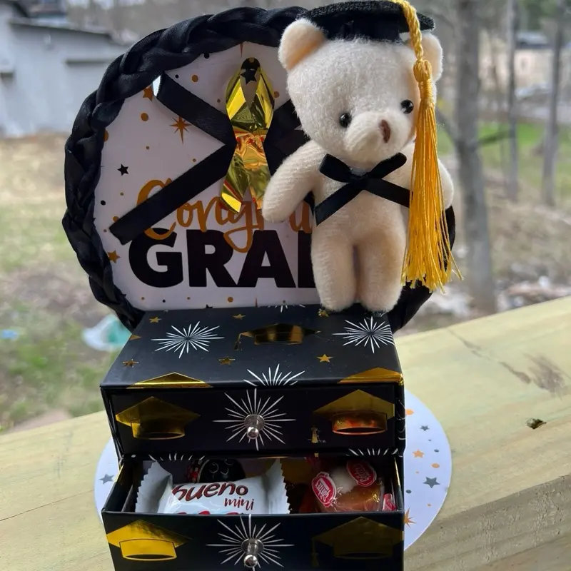 Beautiful gift for graduation includes bear