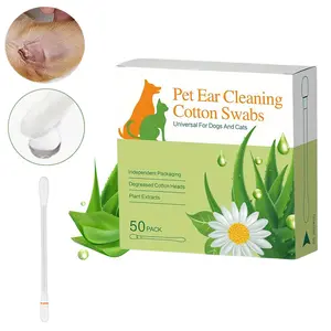 Pet Ear Cleaning Swabs with Essential Oils, Gentle Ear Wax Removal for Dogs Cats, Hypoallergenic Alcohol-Free, Soothing Botanical Care, Individually Wrapped for Home Travel Use