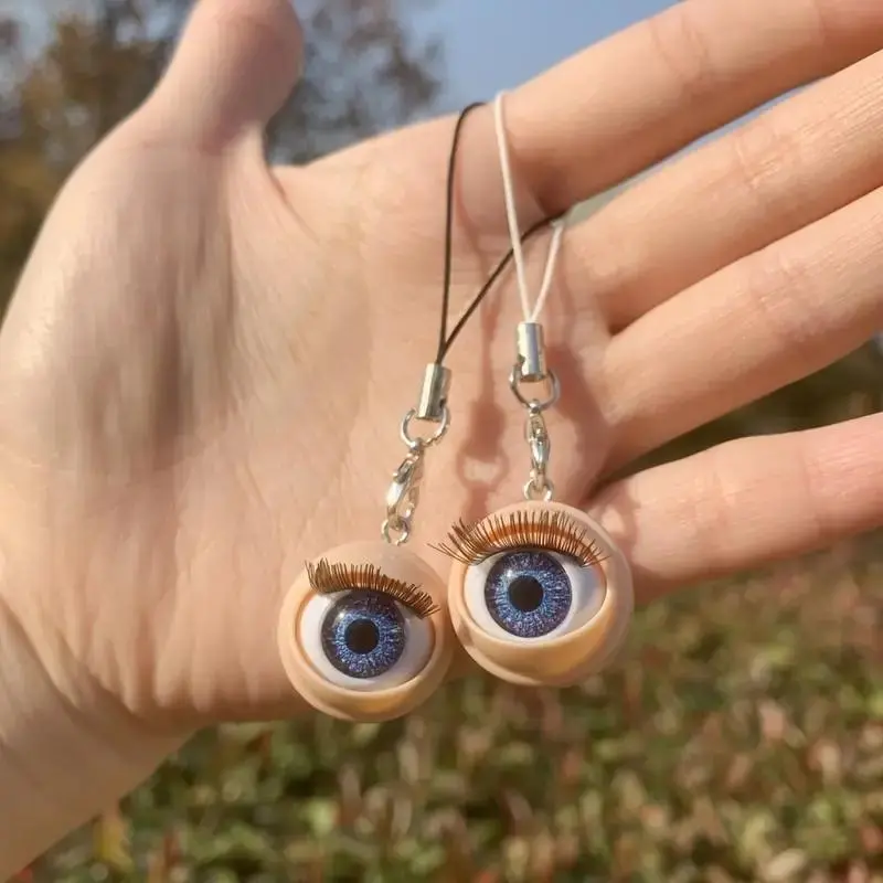 Awful Creepy Doll Eyeball Phone Charm keychain Mobile Phone Chain with Awful Blinking Action Weirdos Funny Phone Accessories