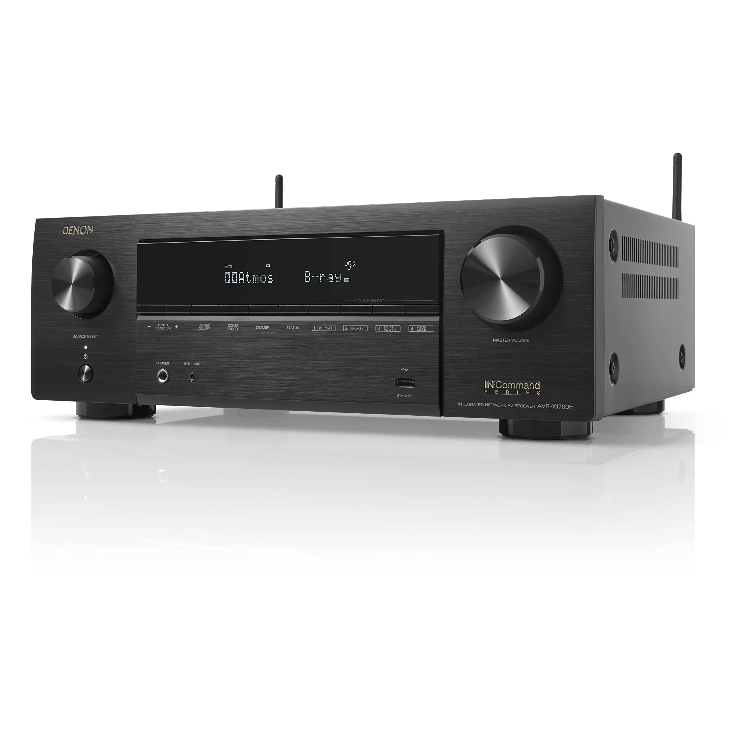 Denon AVR-X1700H 7.2ch 8K Home Theater Receiver with 3D Audio, Voice Control, and HEOS Built-in (Renewed) Amplifier Bluetooth