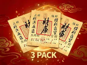 Golden Aura Wealth Treasury Charm 3 Pack – Feng Shui Money Manifestation
