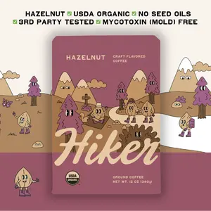Hazelnut - 12oz - Hiker Coffee - Mycotoxin (Mold) Free - USDA Organic - No Seed Oils - 3rd Party Tested for Heavy Metals, Pesticides, and Mycotoxins