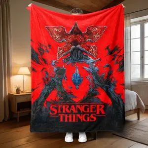 Stranger Things Demogorgon Blanket, High-Weight Flannel Fabric, Soft Plush, Warm Thermal, Anti-Wrinkle, Easy Clean, Ideal Gift, Decorative Giftable Blankets
