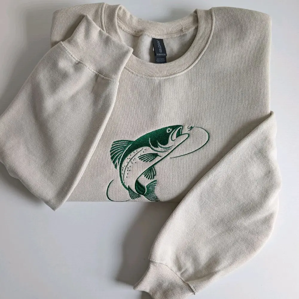 Catch of the Day Embroidered Trout Crewneck Sweatshirt
