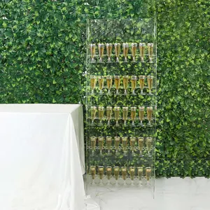 5-Tier Acrylic Champagne Wall Glass Holder 5ft Clear, 40 Stemware Rack Cocktail Display Drink Organizer for Upscale Parties, Weddings & Bars