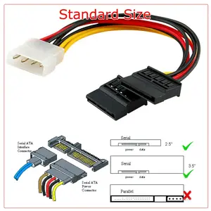 Molex to SATA Power Cable Splitter Adapter Extension 8" 20cm