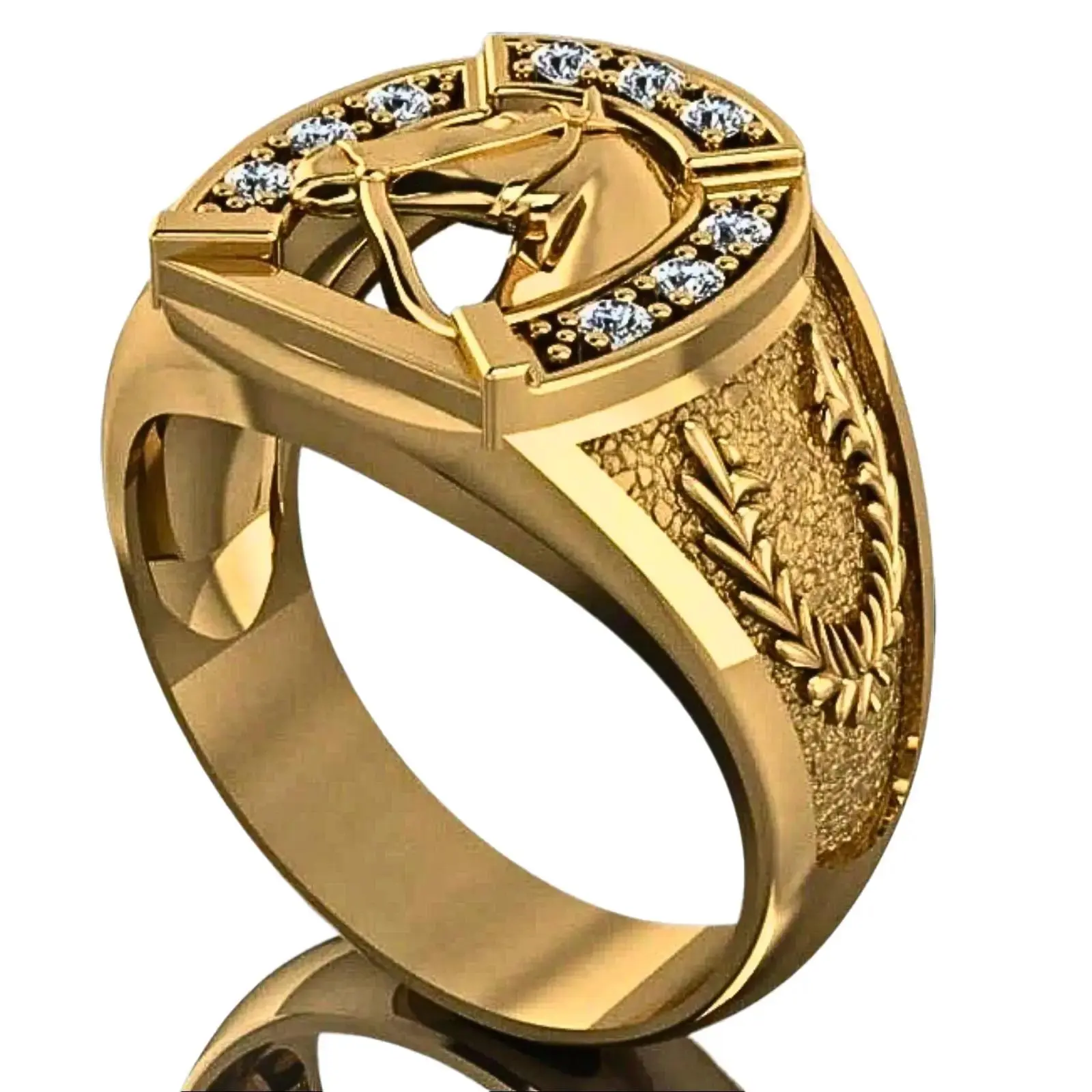 1pc men's nugget ring, hip-hop style horse head pattern, suitable for daily wear, meaningful gift for loved ones