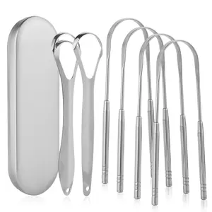 6-Pack Stainless Steel Tongue Scrapers – Reusable Tongue Cleaners for Fresh Breath & Oral Hygiene | With Travel Case | Kids & Adults Safe!