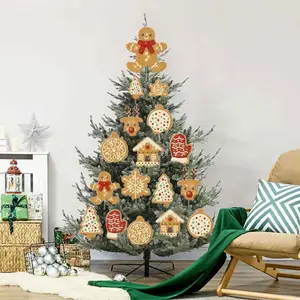 2/8 Pieces Christmas Tree Decorations Set, Gingerbread Style Plastic Hollow Board with Sticks, Easy to Use Holiday Ornaments