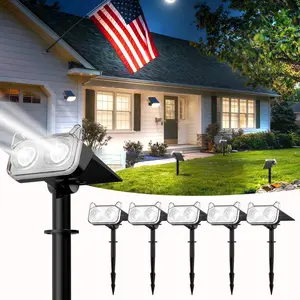 Solar Spot Lights Outdoor for Flag, Tree, Sign, Mailbox, Solar Lights Outdoor Waterproof, Bright Landscape Spotlights, Auto ON/Off, Dusk to Dawn Lighting for Yard Patio Garden Pathway，Gifts