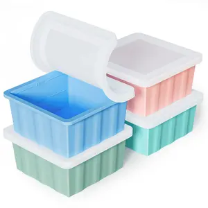 4-Pack Silicone Freezer Trays with Lids 2-Cup Soup & Stock Portion Containers for Easy Storage and Organization