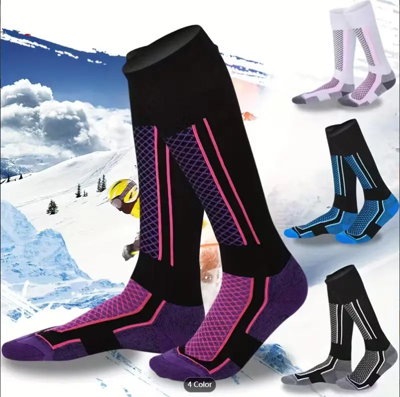 Unisex Thick Warm Long Breathable Athletic Ski Socks for Adults - 1 Pair for Winter Hiking & Sports, Athletic Socks, Warmth, Long Socks