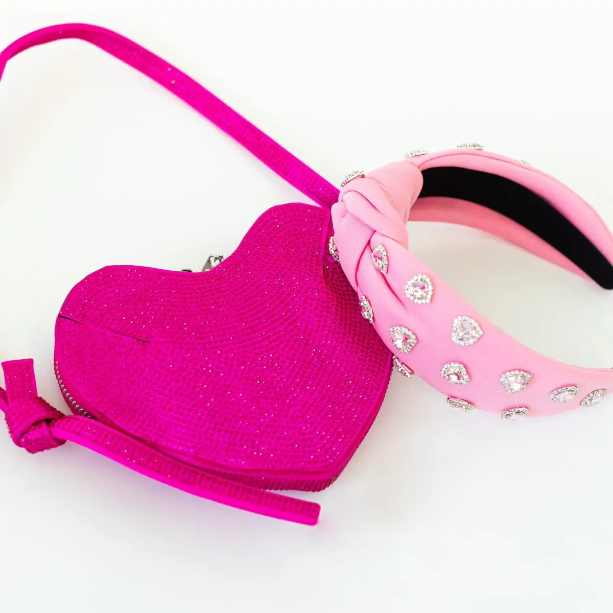 Pink Crystal Heart Purse
