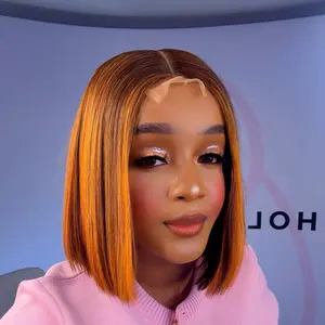 Oholehairco Piano Orange 8 inch Bob Exclusive Highlight Trendy Striking Modern Twist on Classic Warm Face Framing Highlight