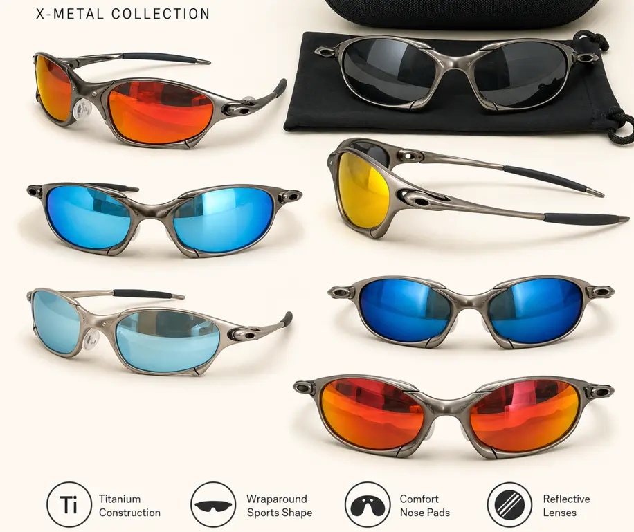Romeo/Juliet X-Metal Frames Titanium Frame Sport Sunglasses for Men and Women, Mirrored Wraparound Y2K Eyewear for Driving and Cycling