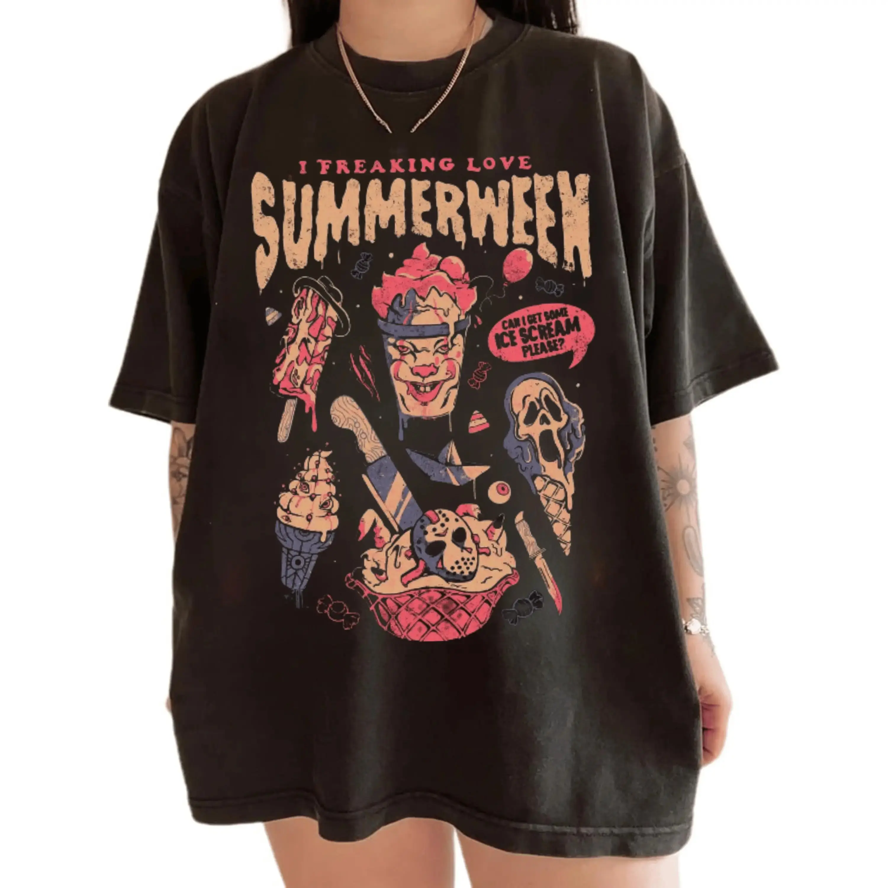 Spooky Summerween Shirt, Summer Halloween T-Shirt, Happy Summer Vibes Tee, Holiday Halloween Shirt, Fun Spooky Shirt Cotton Crewneck,shirts