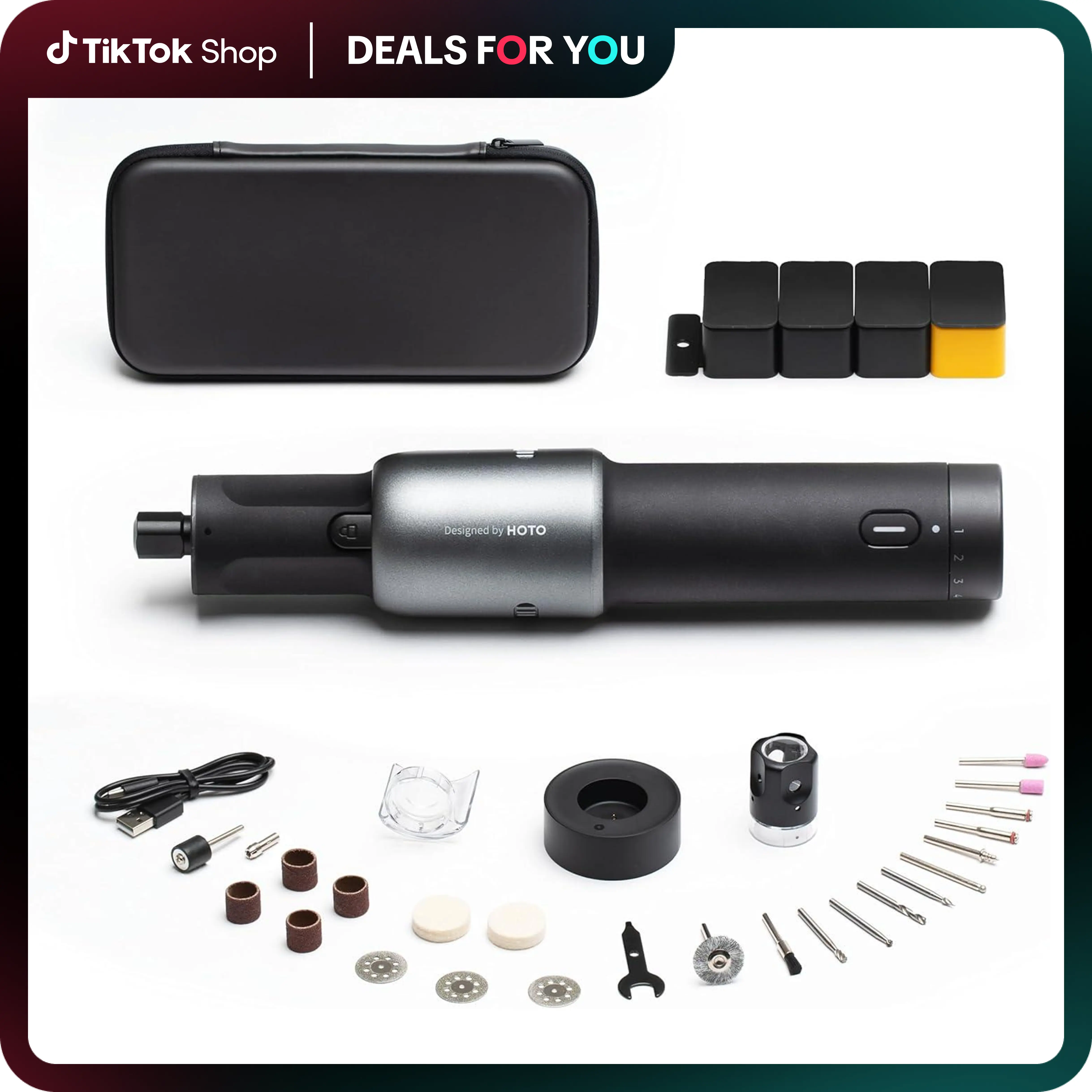 【Fathers day gift】HOTO 35 In 1 Cordless Rotary Tool Kit, Type-C Charging Base, 5 Speeds 25000 RPM,Combined Storage Bag,Wood Carving, Polishing, Christmas Gift Portable