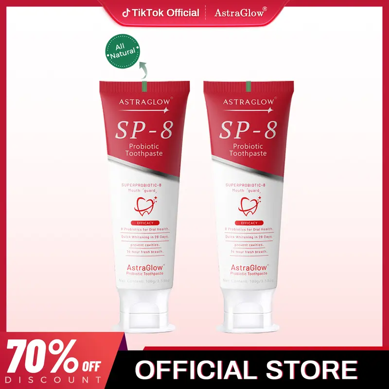 AstraGlow SP-8 Probiotic Toothpaste for Sensitive Teeth with Whitening & Fresh Breath Benefits Rich in Powerful Probiotics Official Store