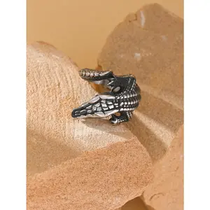 Gothic Crocodile Shaped Ring, Hip-hop Punk Stainless Steel Men's Ring