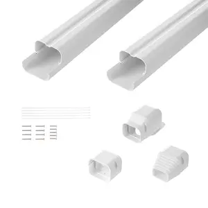 VEVOR Mini Split Line Set Cover 3-inch W 7.4Ft L, PVC Decorative Pipe Line Cover For Air Conditioner with 2 Straight Ducts Full Components Easy to Install, Paintable for Heat Pumps, White