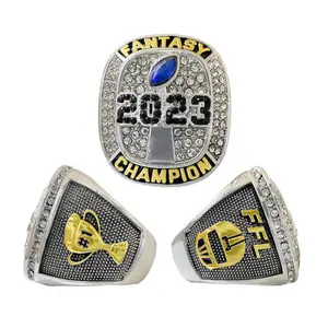 New 2023 fantasy football, championship ring, men's jewelry, retro ring fashion  metal  large ring jewelry gift box