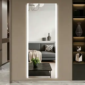 65*21in Led mirror full length,Frameless full-length mirror,Wall Mounted Mirror with Light,three-color changing light,Explosion-proof glass, high-definition imaging