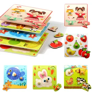 20pcs(5 set) Wooden Peg Puzzle, 5 Pack Puzzles Set for 3+ Years Old (Alphabet Number Shape Animal Dinosaur Vehicle), Preschool Education Learning Puzzle Toys for Girls and Boys