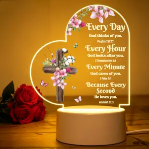 Warm-Color LED Glow Lighted Decorative Lamp with Bible Verse Decor, Christian Women’s Indoor Religious Gift for Adults, Festive Decor for Home Wedding & Birthday Supplies