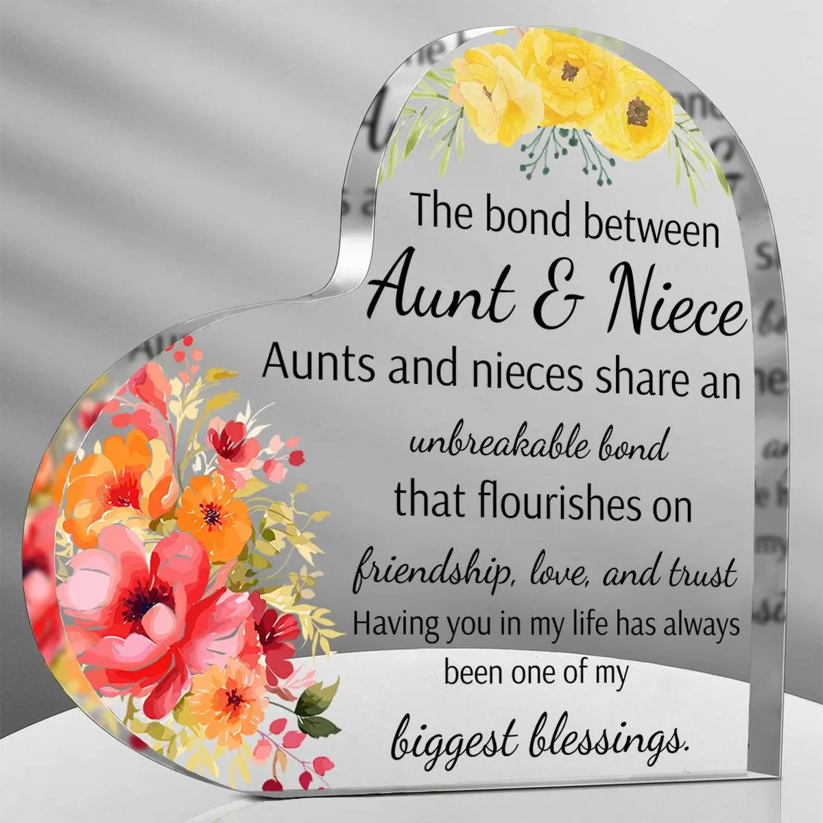 Gifts from nieces and nephews for aunt, Mother's Day gifts for aunt, best birthday, Mother's Day, Halloween, Thanksgiving, Christmas gifts, acrylic heart-shaped keepsake logo paperweight creative Customized Decor Signs