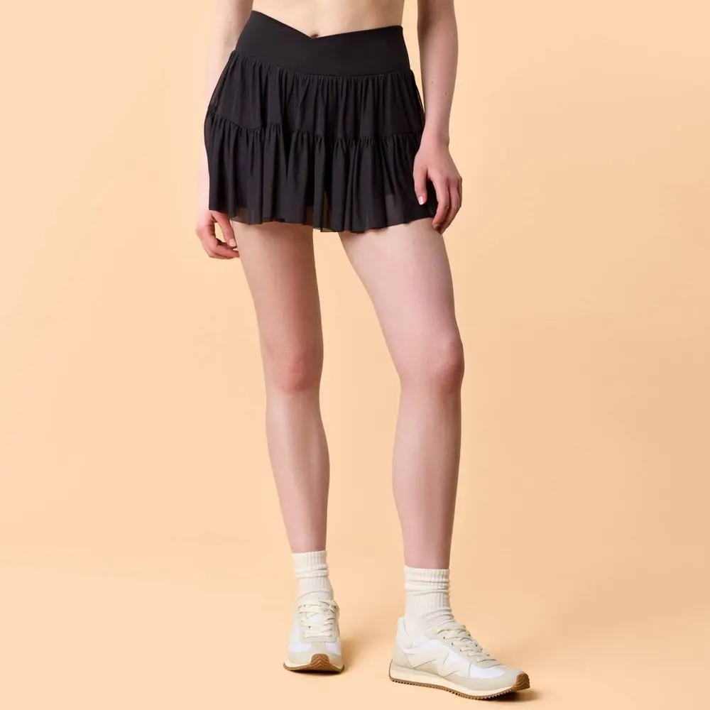 Blogilates Women's Ballerina Skort Skirt - Black, XS, Athletic Fit, 87% Recycled Polyester 13% Spandex Pull-On - Women's Fashion Sports Skirt
