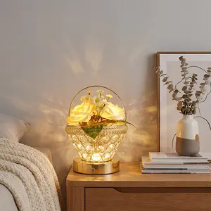 1pc creative gift rose crystal flower basket lamp - light luxury high-end home decoration table lamp, atmospheric night light, suitable for giving to friends as a gift - bedside night light - party atmosphere light