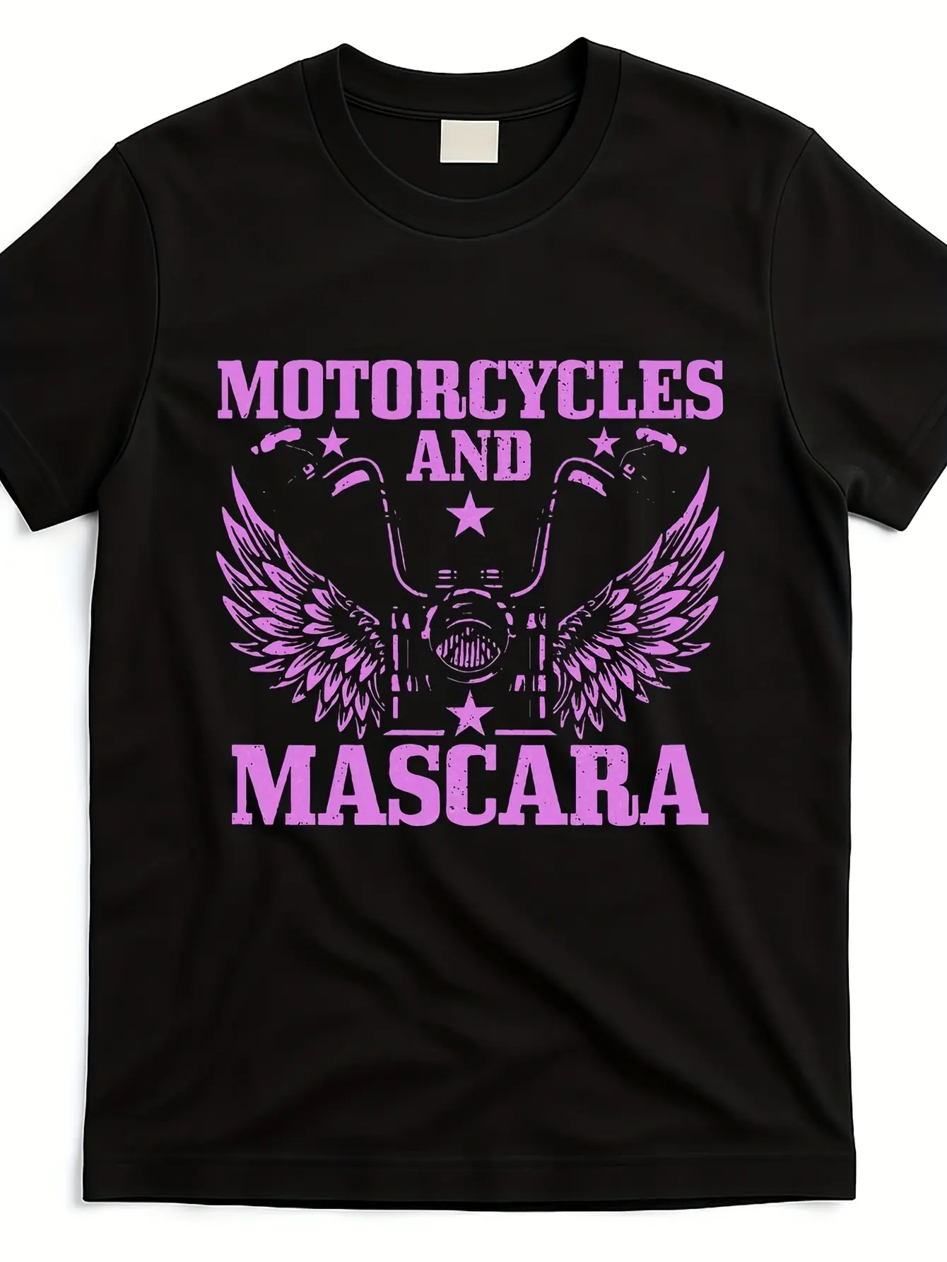 Motorcycles and Mascara - Biker Girl - Funny Vintage Biker T-Shirt.   Same style for men and women, summer short-sleeved printed T-shirt made of pure cotton 220G. Motorcycle Clothing, Unisex Clothing, Graphic Tee, Printed Shirt, Durable Print, Lightweight