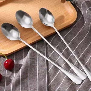Stainless Steel Stirring Spoon (5 Counts), Long Handle Coffee Spoon, Ice Spoon, Cutlery for Home Kitchen Dining Room