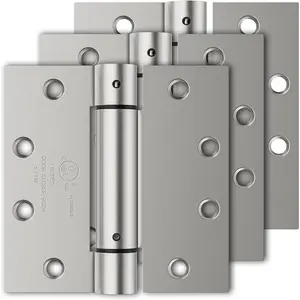 3 Pack Self Closing Door Hinges, 4.5" x 4.5" Spring Loaded Hinges with Square Corners, Adjustable Tension for Garage, Front Door, Back Door, Fit Left and Right Hand Door, UL Listed