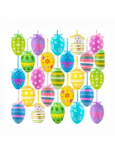 24-Pack Colorful Plastic Easter Hanging Eggs, Versatile Decorations for Festive Celebrations, No Power Required, Simple Suspension Design