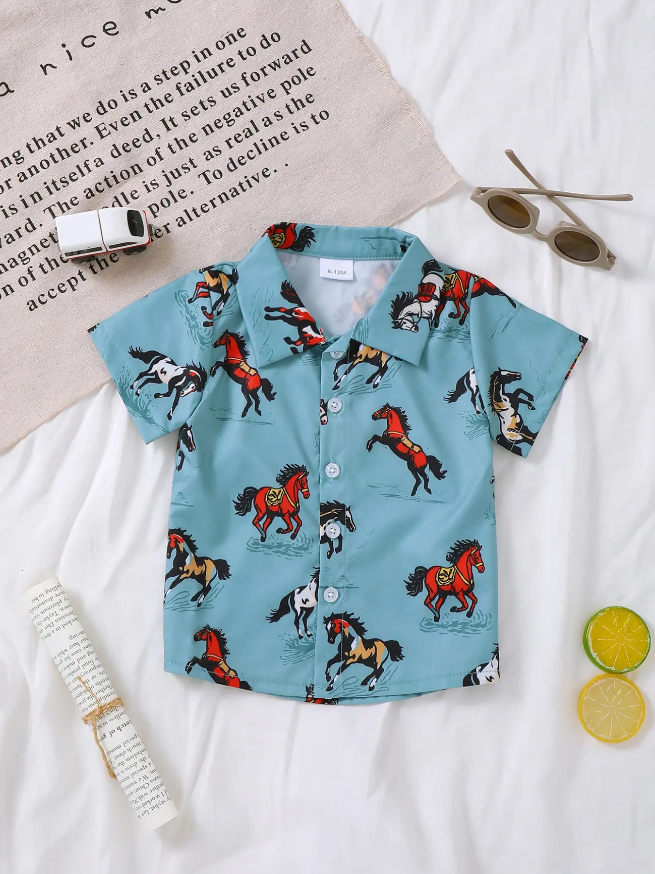 Boys' Western Cowboy Style Casual Full Print Shirt, Printed Top, Trendy Baby Boy Clothing, Infant Toddler Clothes, Toddler Shirts, Unique Design for Kids, Perfect Gift for Little Cowboys