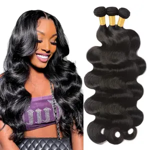 12A Human Hair Bundles  Body Wave Bundles Human Hair Unprocessed Brazilian Virgin Hair 3 Bundles Human Hair Body Wave Human Hair Extensions Natural Black Deals For Women