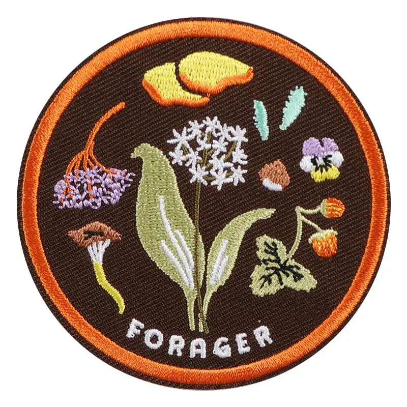 Natural Forager Embroidered Floral Design Patch, Self-Adhesive Iron-On Applique Patches, Perfect for Clothes Jackets Hats Accessories, Durable & Stylish Design, Floral Embroidery Design