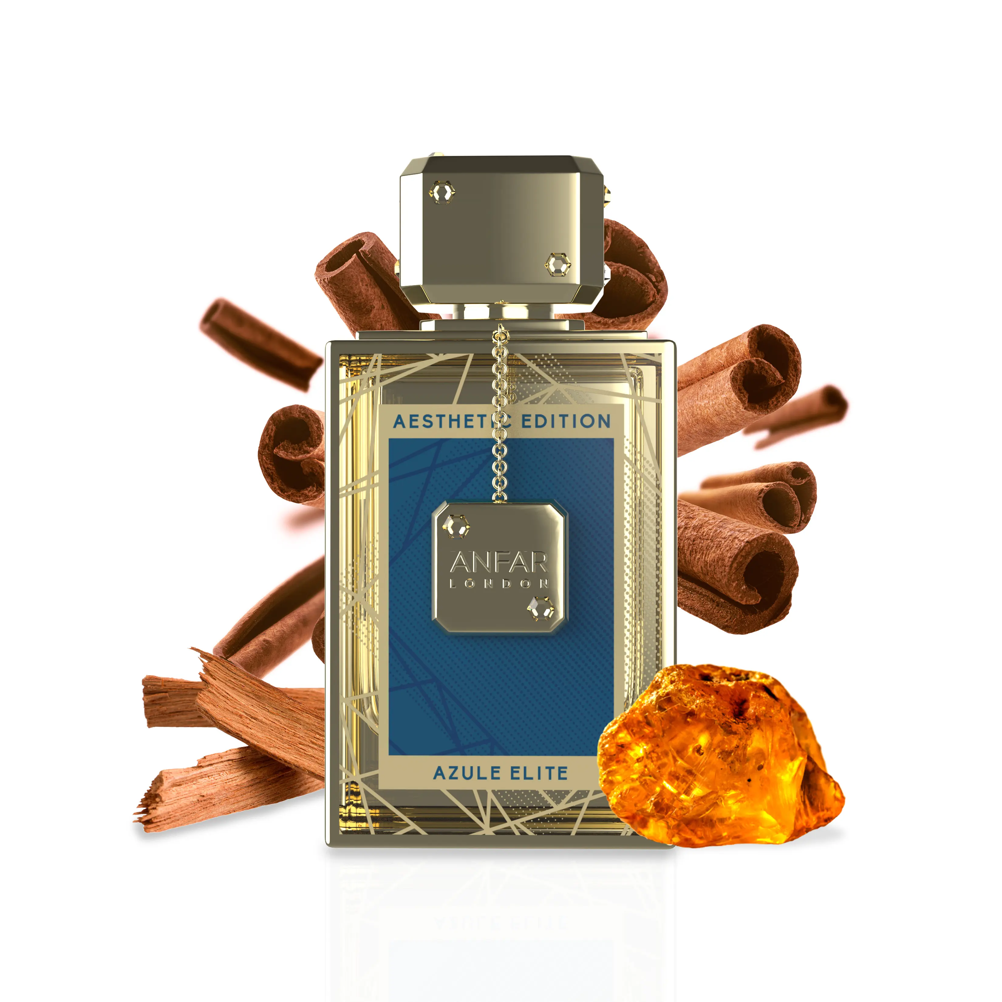 Anfar London Azule Natural Extrait de Parfum - Adults' Aesthetic Limited Edition, 3.4 fl oz Collectible Aromatic Amberwood Fragrance, Chemical-Free Oriental Scent with Long-Lasting Oud, Spicy Cinnamon, Cardamom, Patchouli, Musky Fresh Notes, Single Item