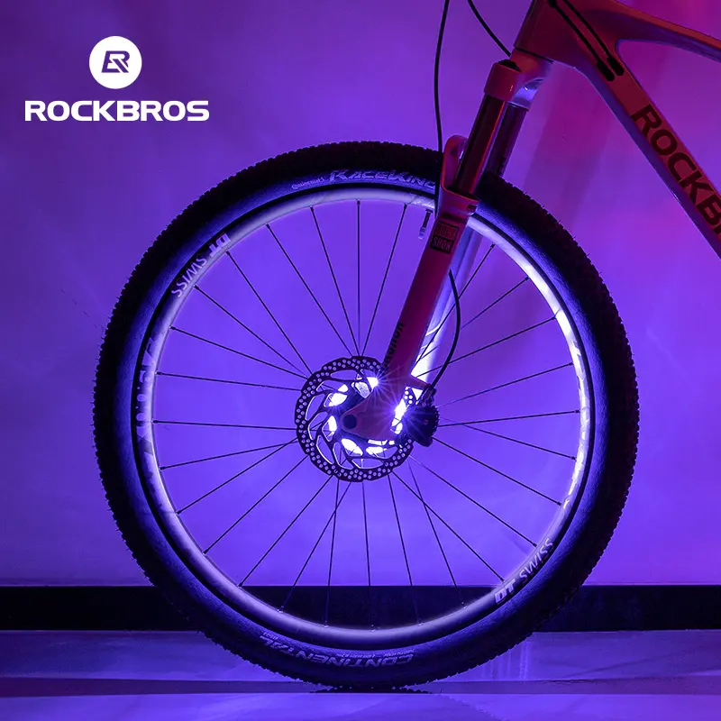 ROCKBROS Waterproof Smart Bike Wheel Hub Light, 12 LED Flash Safety Warning Gear, Night Riding Essential, Fits Balance, MTB & Road Bikes, Bike Lights For Night Riding