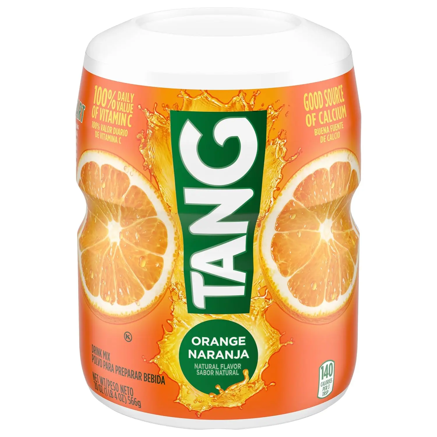 Tang Orange Sweetened Powdered Drink Mix 1 Count 20 oz Canister | for Flavorful Hydration and Shareable Refreshment Good Source of Calcium, 100% Daily Value of Vitamin C