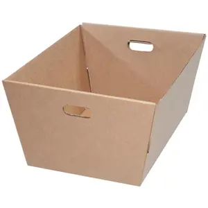 212 MAIN Collapsible Stackable Kraft Corrugated Storage Boxes Tote, 25x19x12 in., Pack of 25