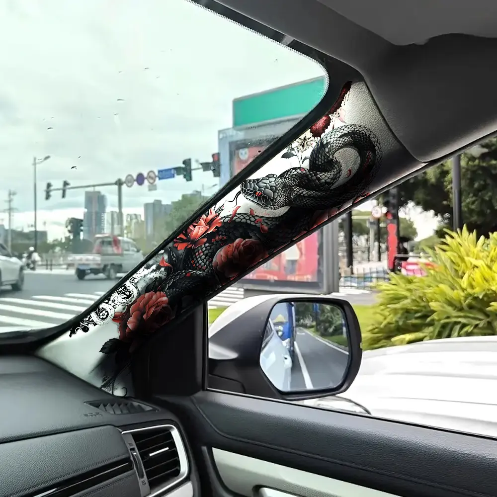 Jdm Car Interior A-Pillar Modification Kit, Mamba Pattern Self-Adhesive Elastic Patch, Universal Upgrade Sticker Set, Car Interior Decor, Car Interior Decorative, Aesthetic Car Accessory, Car Decorations Interior, Car Accessories