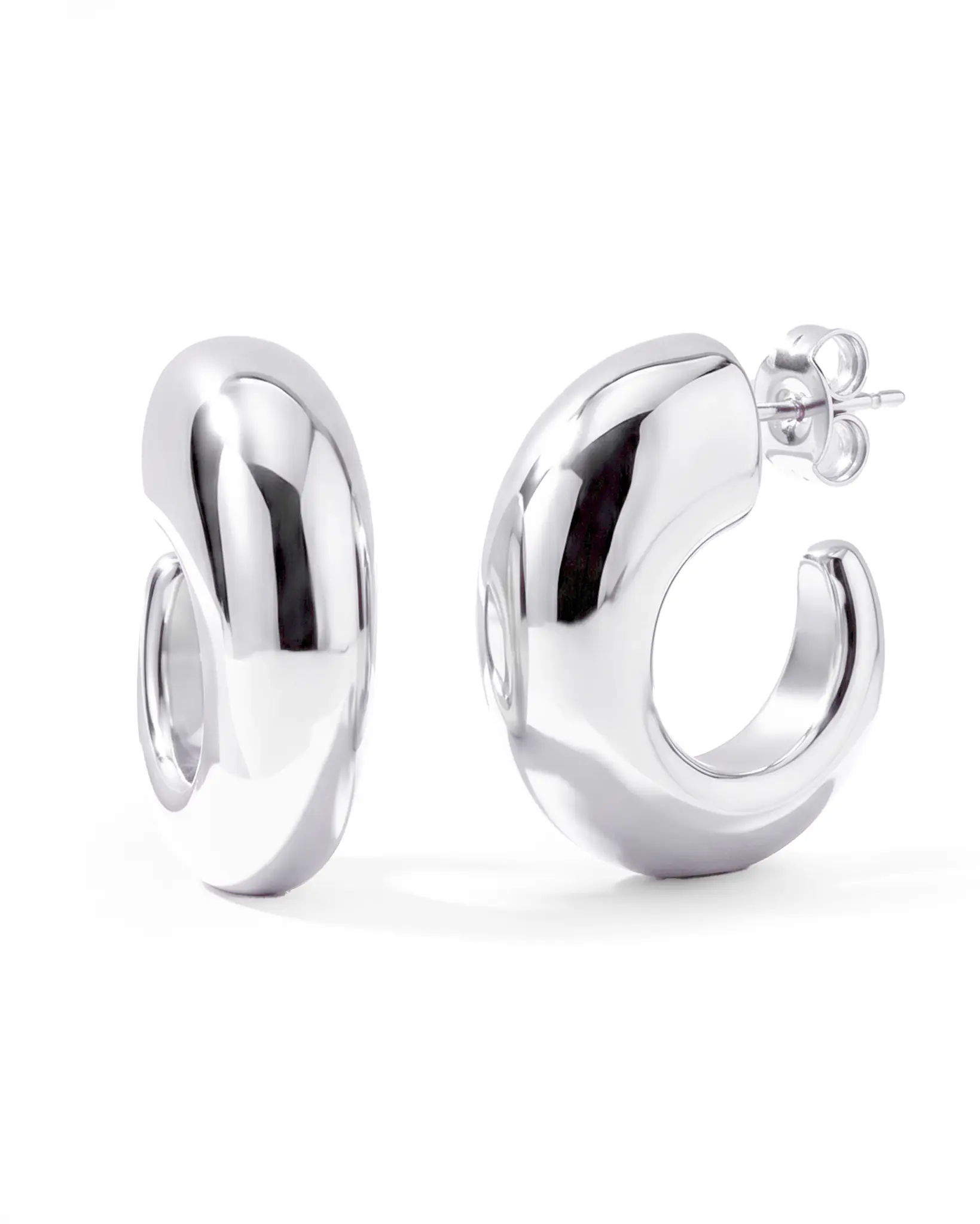Camila Chunky Open Hoop Earrings Silver