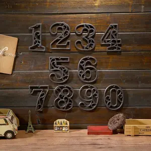 Cast Iron Number Sign, Durable Cast Iron Material, Simple Style, Hollow Design, Wall Mount, Easy Installation, Address Plate, Door Number, Mailbox Number, Phone Number, Door Hanging Sign, Plaque Sign