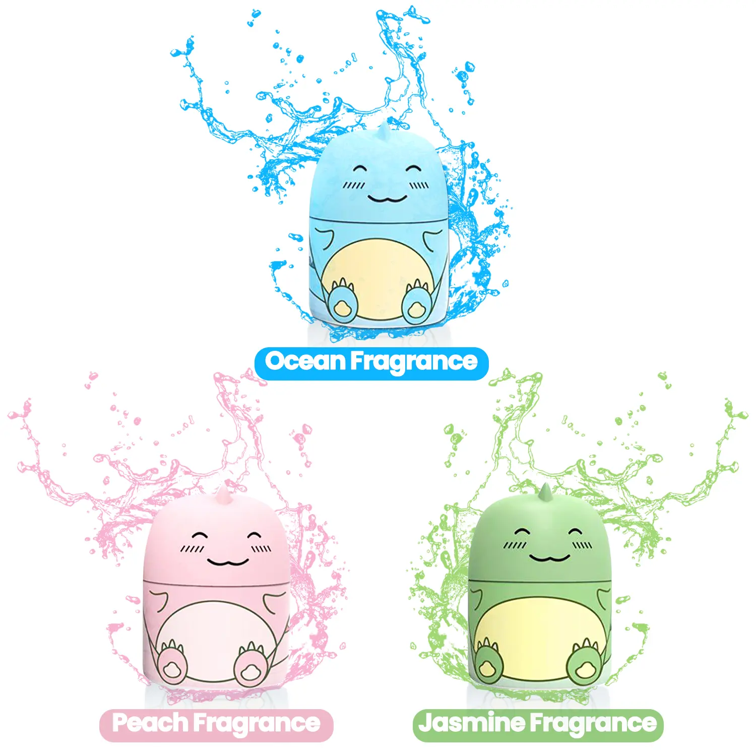 CloudMades Automatic Toilet Bowl Cleaner - Dinosaur-Shaped 3-Pack Household Bathroom Cleaner with Bleach, Ocean Jasmine Peach Scent, Stain Removing, Deodorizing & 9-Month Longevity