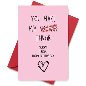 You Make My Throb Funny Birthday Card, 1 Count Humor Birthday Gift Card with Heart Design, Greeting Card for Father's Day, Birthday, Retirement